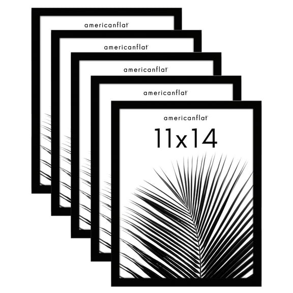 Americanflat 11x14 Picture Frame with Polished Plexiglass 5 Pack Galleria Collection Frames Wall - Black