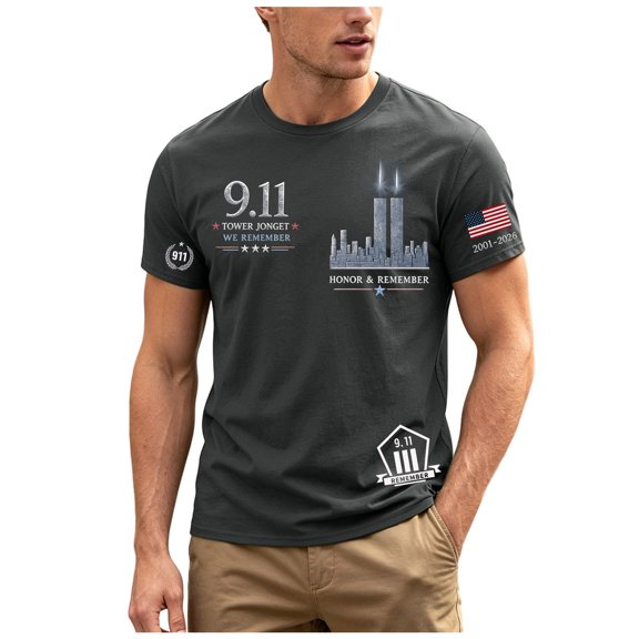 Mens T Shirts Graphic Tee 9/11 25Th Anniversary T Shirt 911 Tops Memorial Tops