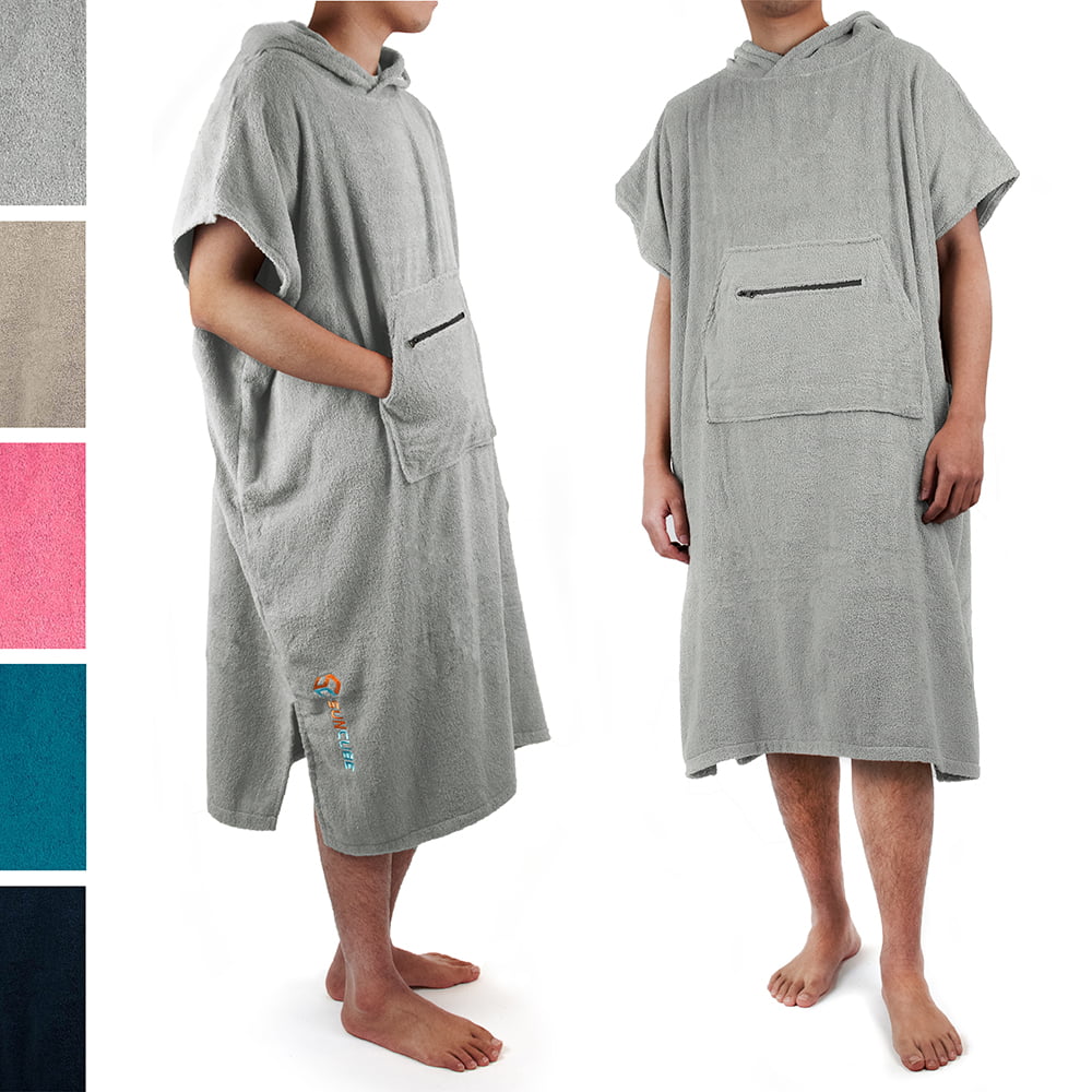 Mens Loose Towel Bath Changing Robe Hooded Poncho Beach Surf Towel Bathrobe Robe 