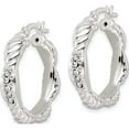 thumbnail image 2 of Sterling Silver Cz Twisted Scalloped Hoop Earrings (26.6 X 25.9) Made In India qe15879, 2 of 5