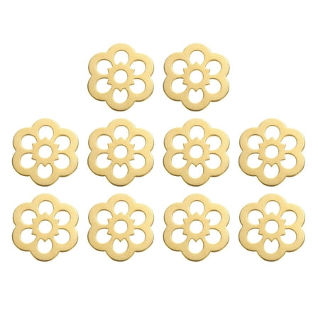 Uxcell 10pack Cabinet Knob Backplate, 1.26 Inch Plum Flower Shape Radial Brass Backplate Washers Classical Furniture Decoration Gasket for Cabinet Drawer Cupboard Doors Hardware