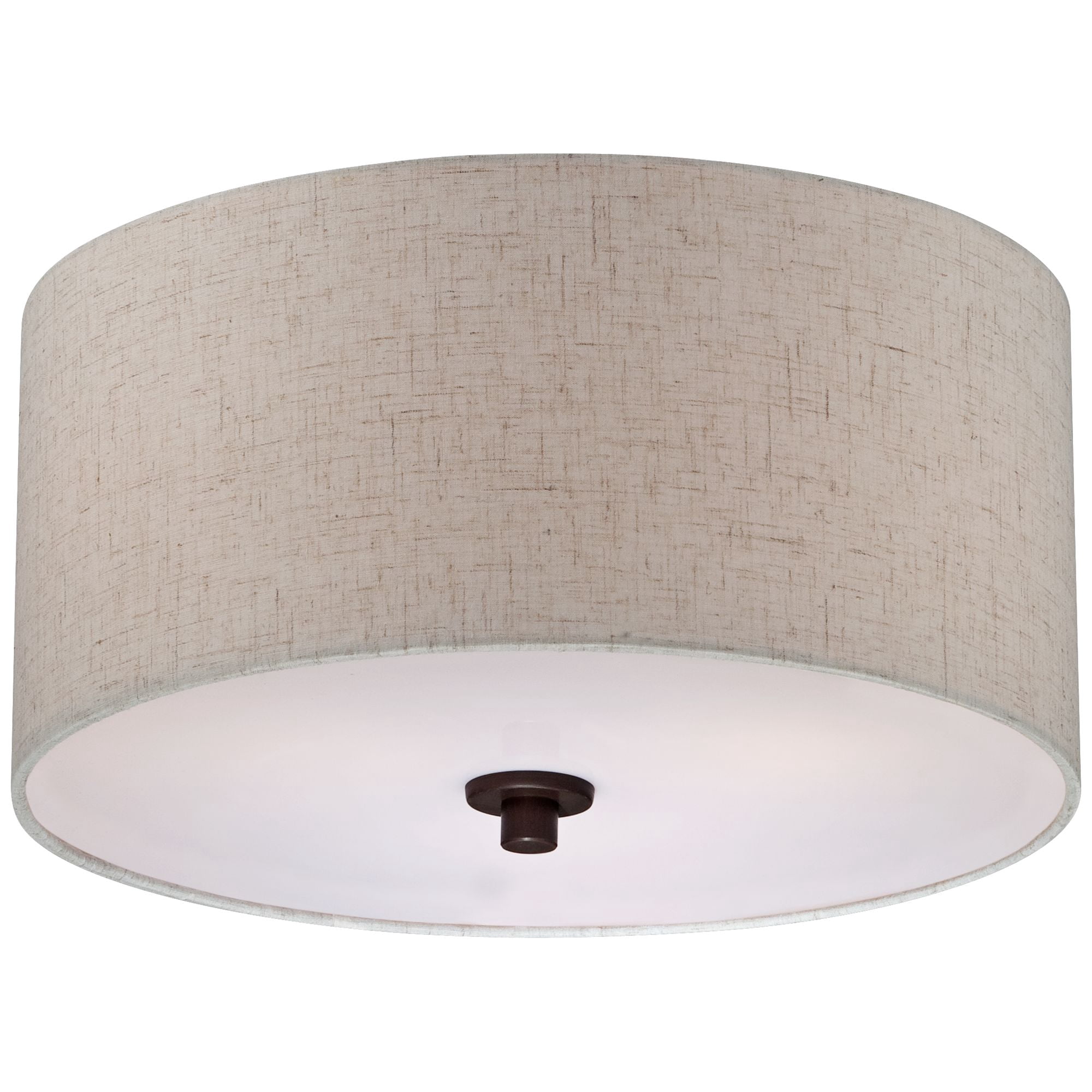 Regency Hill Sylvan Modern Ceiling Light Semi Flush Mount Fixture 14" Wide Bronze 3-Light Oatmeal Fabric Drum Shade for Bedroom Kitchen Living Room
