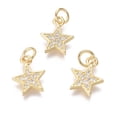 thumbnail image 2 of 20pcs Brass Micro Pave Cubic Zirconia Pendants Star Clear Mixed color 12.5x10x2mm Hole: 3mm, 2 of 3
