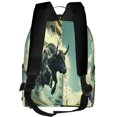 thumbnail image 3 of Lsque Bull Charging Through Waves Pattern Backpack – School Travel Canvas Daypack with Ergonomic Padded Straps, Multiple Compartments & Leather Handle, 3 of 5