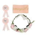 thumbnail image 1 of Baby Shower Tiara Baby Shower Strap Badge Eternal Wreath Floral Headpiece Set Decoration Photo Props for Baby Shower Party, 1 of 5