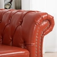 thumbnail image 6 of 84"Rolled Arm Chesterfield Sofa Couch, Modern 3 Seater Sofa Couch, Luxious Leather Couch with Thicken Seat Cushions and Button Tufted Back, Chesterfield Couch with Nailhead Trim, Orange+PU, 6 of 7