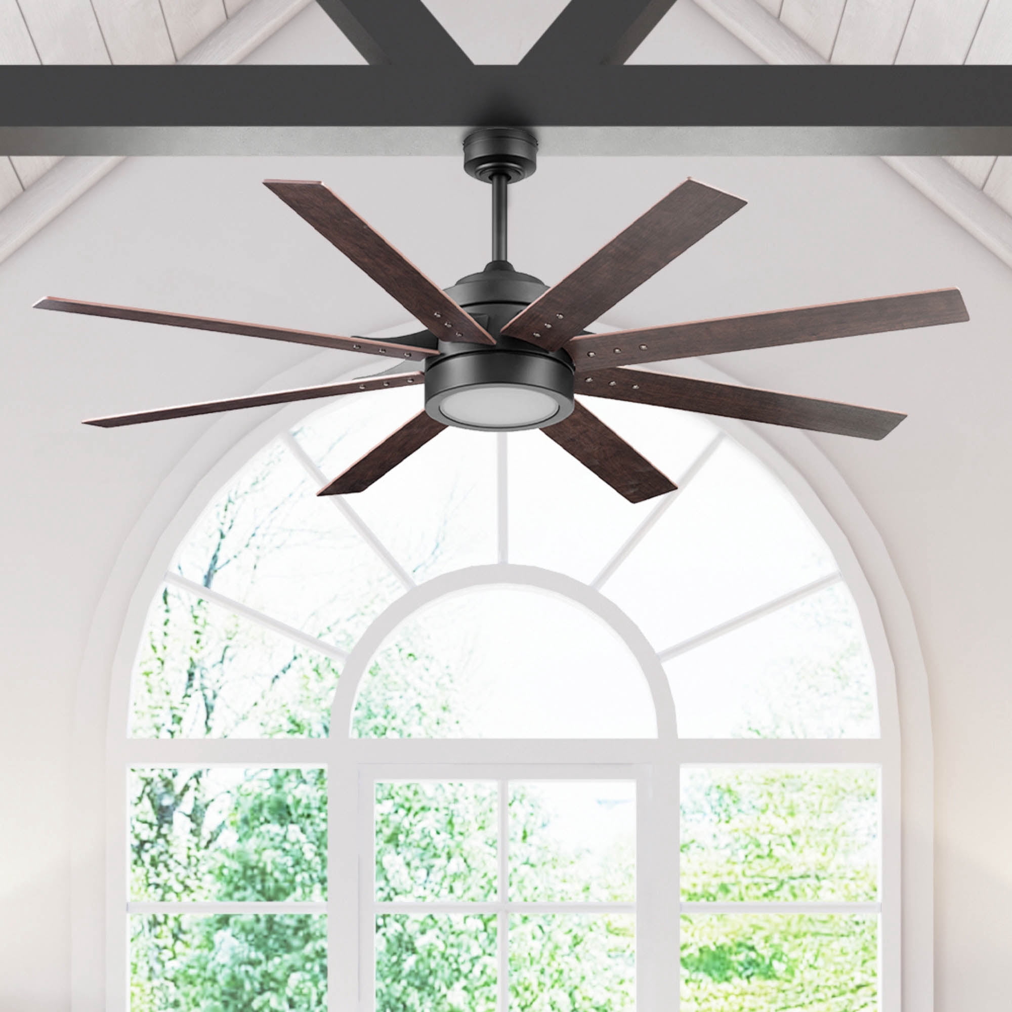 Honeywell Xerxes 62" Espresso LED Remote Control Ceiling Fan, 8 Blade, Integrated Light