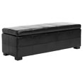 thumbnail image 3 of SAFAVIEH Madison Large Rustic Solid Upholstered Storage Bench, Black, 3 of 11