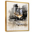 Designart "Black and White Champagne Essence II" Food & Beverage Framed
