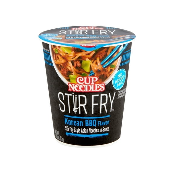 Pack of 2 Nissin Cup Noodles Stir Fry Korean BBQ Flavor Asian Noodles in Sauce 2.89 oz. Cup