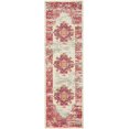 thumbnail image 1 of homeroots home decor 385272 2’ x 6' Ivory and Fuchsia Distressed Runner Rug, 1 of 1