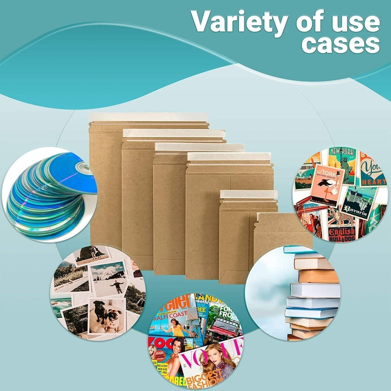 10 Pack Natural Brown Paperboard Rigid Mailers 12.75" x 15" Self-Seal Stay Flat Envelopes /w Pull-Tab Tear Strip