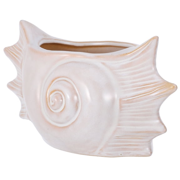 Masteelf Adorable White Ceramic Sea Shell Planter for Small Spaces and Decorations 4.5 Inches