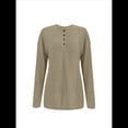 thumbnail image 3 of Sudadera Holgada Informal de Larga con Cuello en V para Mujer Caqui M, 3 of 7