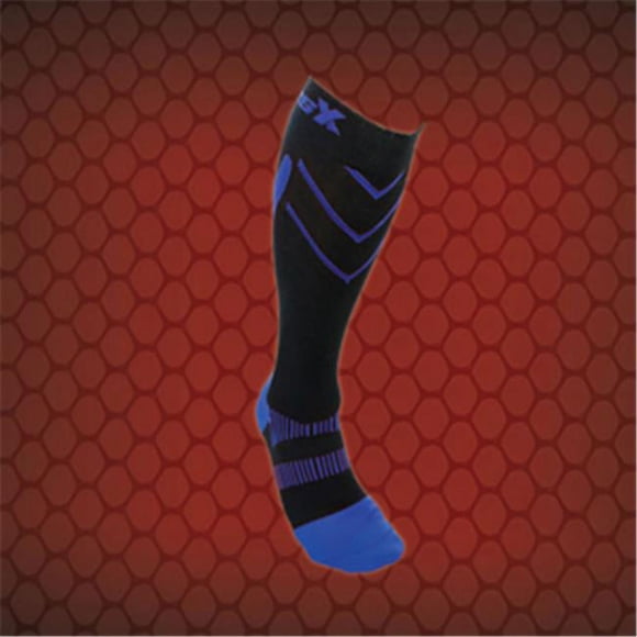CSX Compression Socks for Men and Women, Knee High, Recovery Support, Athletic Sport Fit, Royal Blue on Black, Medium (15-20 mmHg)