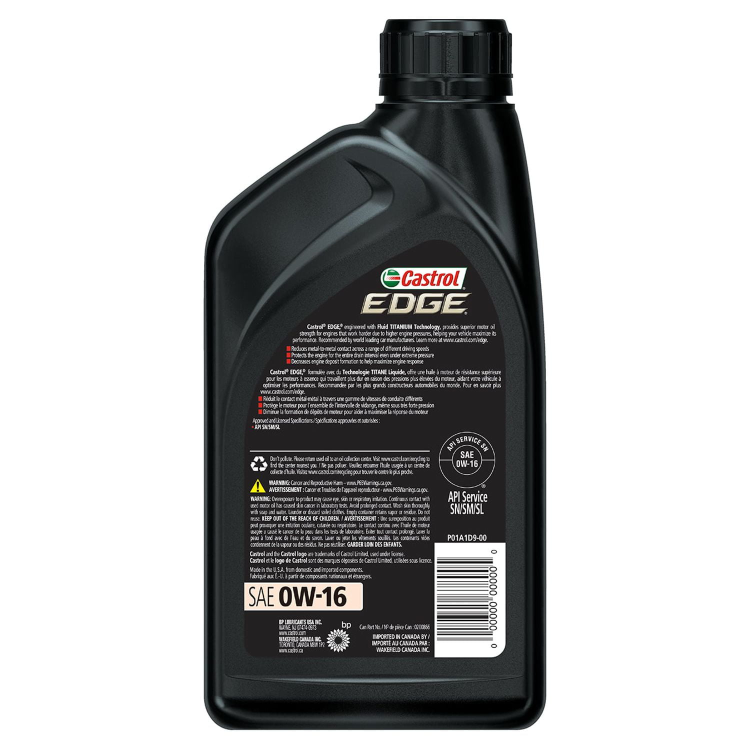 Castrol Edge 0W-16 Advanced Full Synthetic Motor Oil, 1 Quart