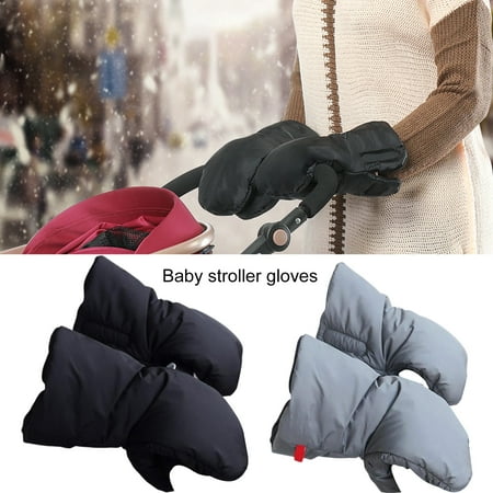 

BetterZ 1 Pair Handlebar Gloves Cozy Cold Protection Anti-slip Comfortable Wide Application Keep Warm Oxford Cloth Muff Baby Carriage Pushchair Fur Fleece Hand Cover for Female Black