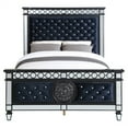 thumbnail image 2 of ACME Varian II Queen Bed in Dark Navy Velvet and Black and Silver, 2 of 7