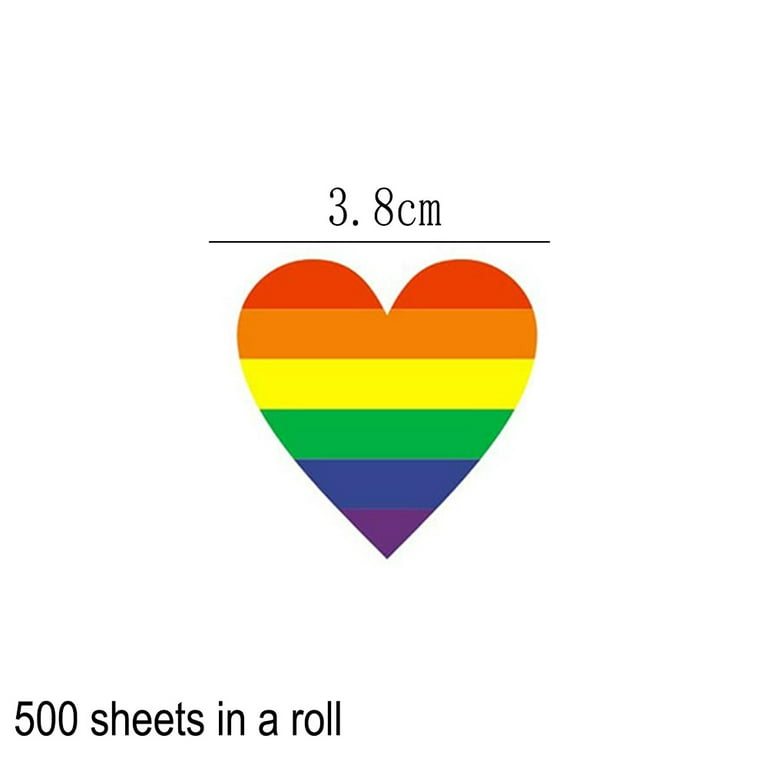 500 Count 1 Count 500 Rainbow Striped Heart Shaped Stickers 1 Roll