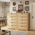 thumbnail image 3 of Hetoy 30% Off！4 Drawer Rattan Dresser Stylish Wooden Dresser for Bedroom, Closet, Living Room, or Hallway | Practical Design with Charging Station,Oak Natural, 3 of 8