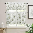 thumbnail image 2 of Sage Green Flowers Kitchen Curtains and Valances Set, Rod Pocket Curtains Tier Farmhouse Window Curtains 24 Inch Length, Spring Botanical Floral Plants 3 Piece Kitchen Curtains Set, 2 of 6