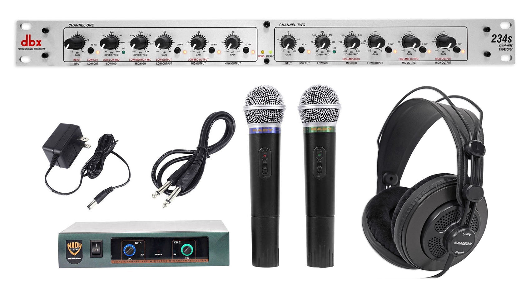 DBX 234S Stereo 2/3 Way/Mono 4-Way 2 Ch. Crossover+Nady Wireless Mics
