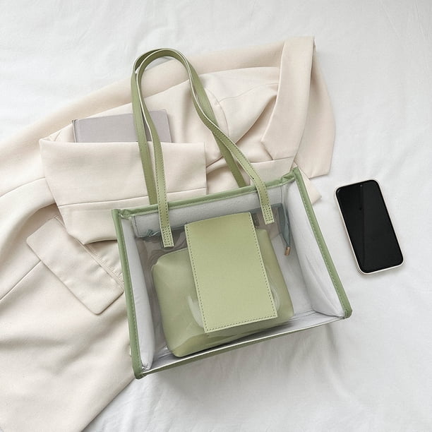 Bolso de mano para mujer, 2 unidades/juego, bolsa transparente de PVC para axila, bolsas de compras (verde) Ndcxsfigh Para Estrenar