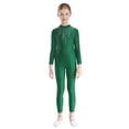 thumbnail image 1 of Kaerm Body de Danse pour Filles avec Strass Manches Longues Unitard Extensible Vert 14, 1 of 6