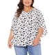 thumbnail image 1 of Blusa de gasa de mujer plus size Agnes Orinda, con cuello en V, manga 3/4, estilo casual de verano, talla 2X, color blanco, 1 of 5