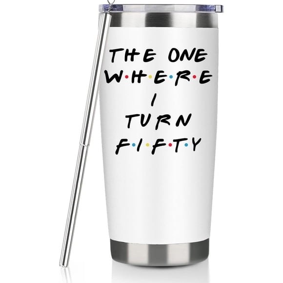 50th Birthday Gifts For Women 50th Birthday Gift For Mom 20oz Wine Tumbler Happy 50 Year Old Bday Presents For 1974 Born Woman Bestie Friend Sister White Turn Fifty Wine Cup