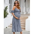 thumbnail image 5 of KOJOOIN Women's Maternity 2024 Fashion Dress Ruffles Short Sleeve Spaghetti Strap Nursing Floral Dress V Neck A Line Tiered Dress, 5 of 8