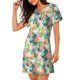 thumbnail image 2 of Fotbe Tropical Flowers Bata de Dormir para Mujer con Estampado, Camisón de Algodón de Manga Corta, Ropa de Dormir Casual, 2 of 6
