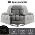thumbnail image 3 of SYNGAR Oversized Recliner Chair, 360° Swivel Rocker Reclining Chair with Massage and Heat Function, USB, Cup Holders and Side Pockets, Living Room Single Sofa Seat Nursery Lounge Chair, Light Brown, 3 of 8