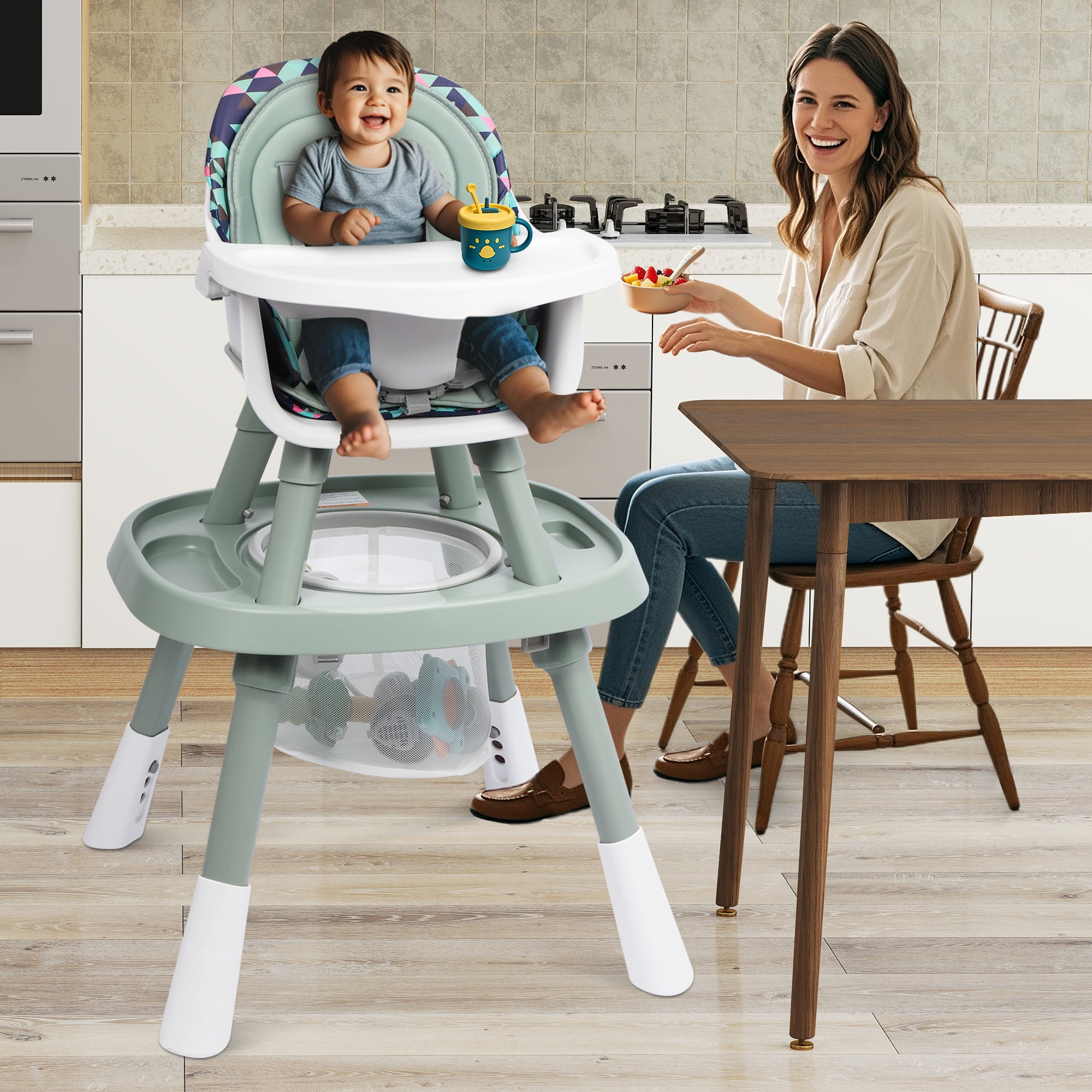 Tolead 15-in-1 Baby Highchair & Activity Center, 15-in-1 Convertible High Chair with Green