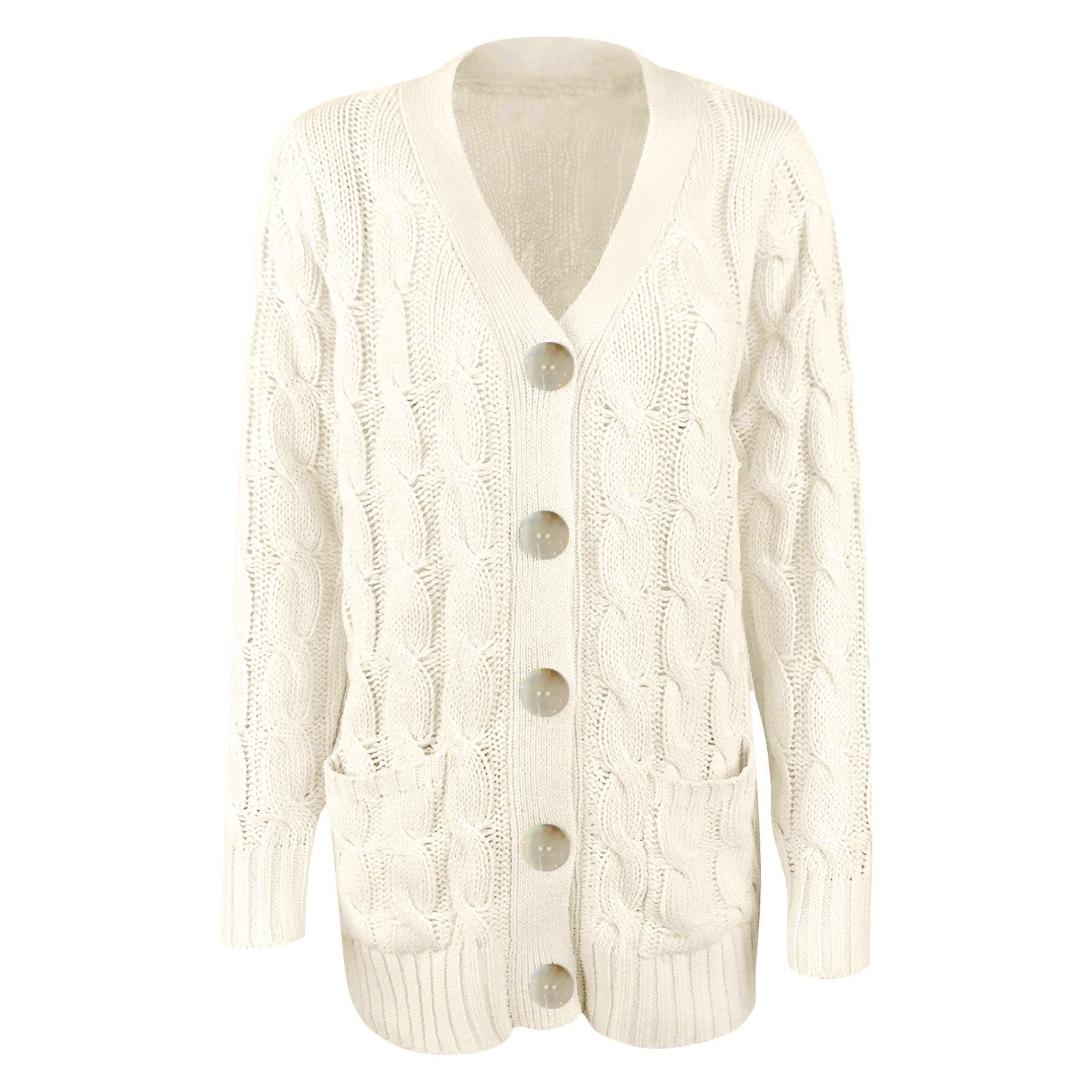 Cardigan Femme Classique à Boutons - Col Rond, Tricot Ouvert, Style Décontracté - Pour Automne/Hiver, Maison, Sortie