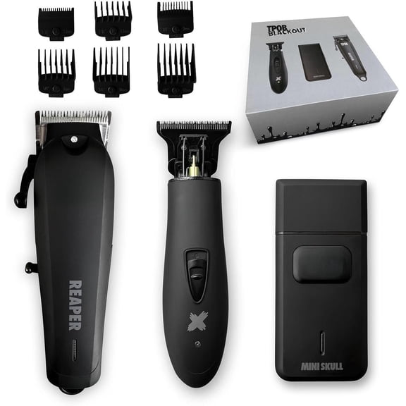 Slime 2 Black Clipper Trimmer Set Barber Hair Clippers for Men 6800 RPM with Rubber Case