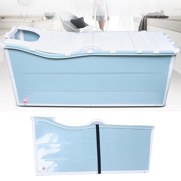 Blue White Freestanding Foldable Bathtub Large Foldable Bathtub Living Rooms Caravans Showers Hotels Backyards