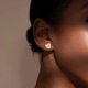 thumbnail image 3 of Pendientes de botón con forma de rosa y circonita cúbica chapados en oro de 14 quilates para mujer | Pendientes hipoalergénicos y sin níquel para mujer, 3 of 3