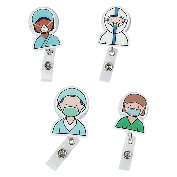 4 porta credenciales retráctiles, bonitos carretes para credenciales de enfermería, regalos para la semana de la enfermera. Estilo B