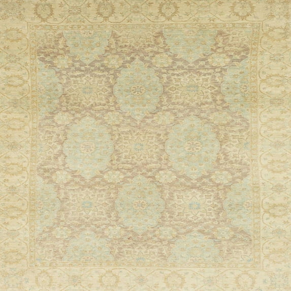 Ahgly Company Indoor Square Abstract Brown Gold Oriental Area Rugs, 7' Square