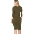 thumbnail image 7 of Womens 3/4 Quarter Sleeve Bodycon Fitted Knee Length Midi Dress, 7 of 7