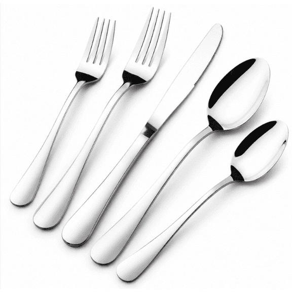 PLERISE 40-Piece Silverware Set for 8, Stainless Steel Flatware Cutlery Set with Steak Knives, Forks and Spoons, Dishwasher Safe