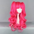 thumbnail image 3 of Peluca de Cabello Humano Unique Bargains 28' Rosa Rojo Rizado con Gorro, 3 of 6