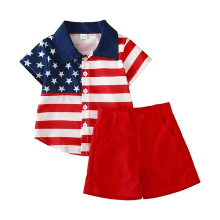 

TJAZFJPA Cute Summer Outfits for Teens Independence Day Gentleman Children Set Toddler Summer Casual Short Sleeve Shirts and Overall Shorts Two Piece Baby Boy Sets Western Baby Boy Clothes Newborn