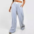 thumbnail image 3 of Pantalon de Détente à Jambes Larges Rayé pour Femmes, Coupe Ample à Rayures Fines, Taille Haute, Bas de Pyjama, 3 of 7