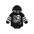 thumbnail image 1 of Gureui Toddler Infant Baby Boys Girls Romper, Casual Color-Contrast/Stripe Letter Ghost Printed Long Sleeve Hooded Bodysuit, 1 of 9