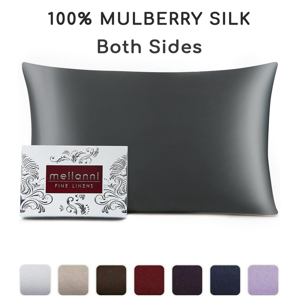 Mellanni Silk Pillowcase for Hair and Skin - Both Sides 100% Pure Natural Mulberry Silk - 19