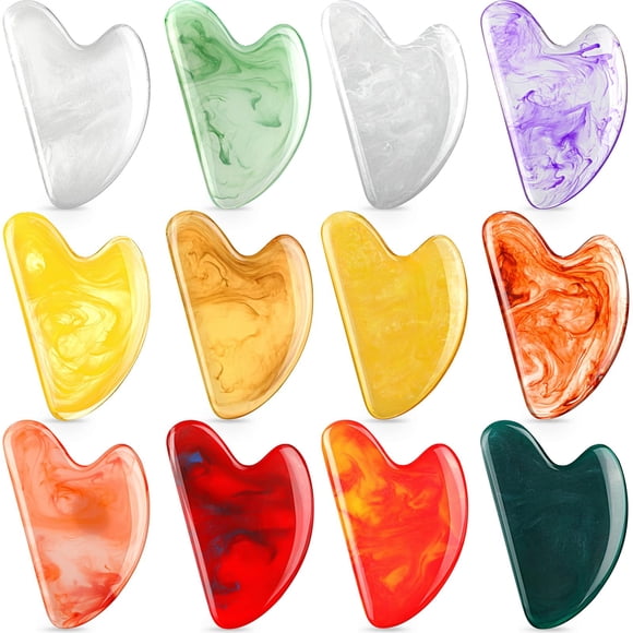 Gua Sha Facial Tools de masaje en forma de corazón de resina Sherr, 12 unidades