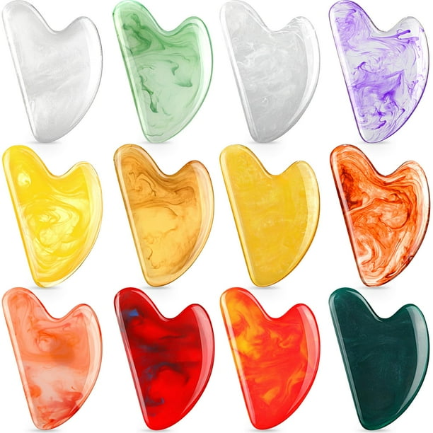 Gua Sha Facial Tools de masaje en forma de corazón de resina Sherr, 12 unidades