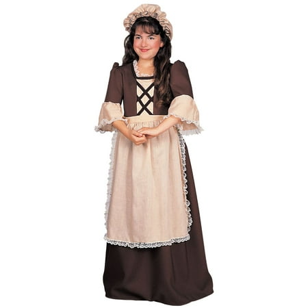 Brown and Beige Colonial Girl Child Costume -
